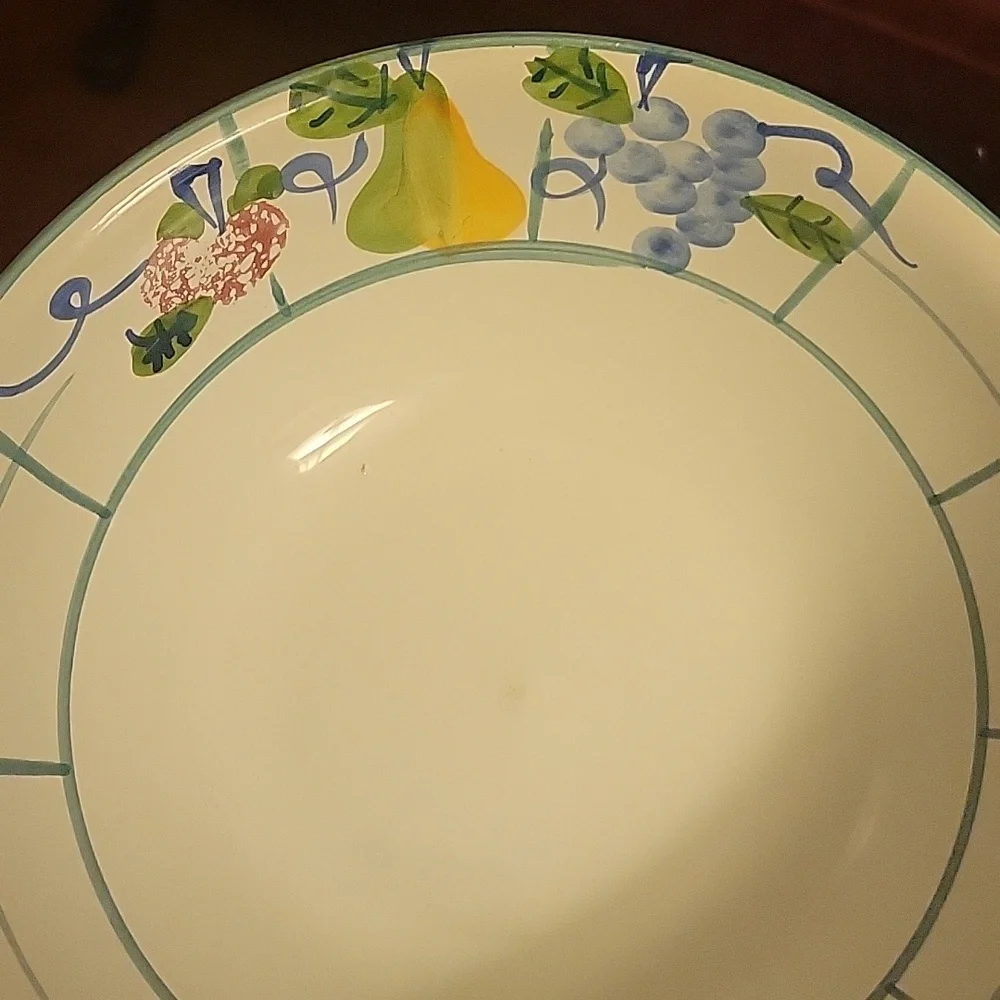 Vintage Certified International Green Lattice‎ & Fruit Pattern Ceramic Farmhouse
